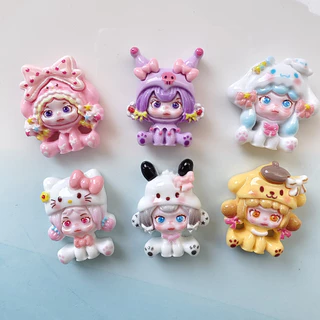 100 ชิ้นในสต็อก ซีรีส์สาว Sanrio SP เรซิน DIY ครีมกาว ของประดับทำมือ กิ๊บติดผม เคสโทรศัพท์ วัสดุขวดน้ำ