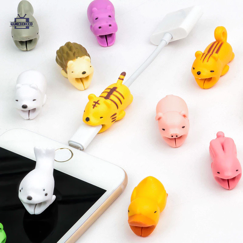 Cable Bite ฝาครอบป้องกันสายเคเบิลข้อมูล ปลอกป้องกันสายชาร์จลายการ์ตูน สุ่ม cable protector