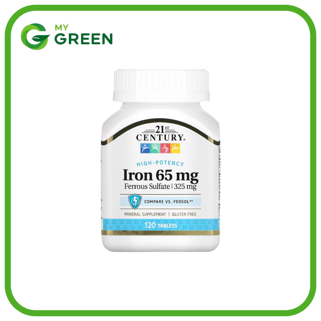 พร้อมส่ง 21st Century, Iron, 65 mg, 120 Tablets  ธาตุเหล็ก ขนาด 65 มก. บรรจุ 120 เม็ด