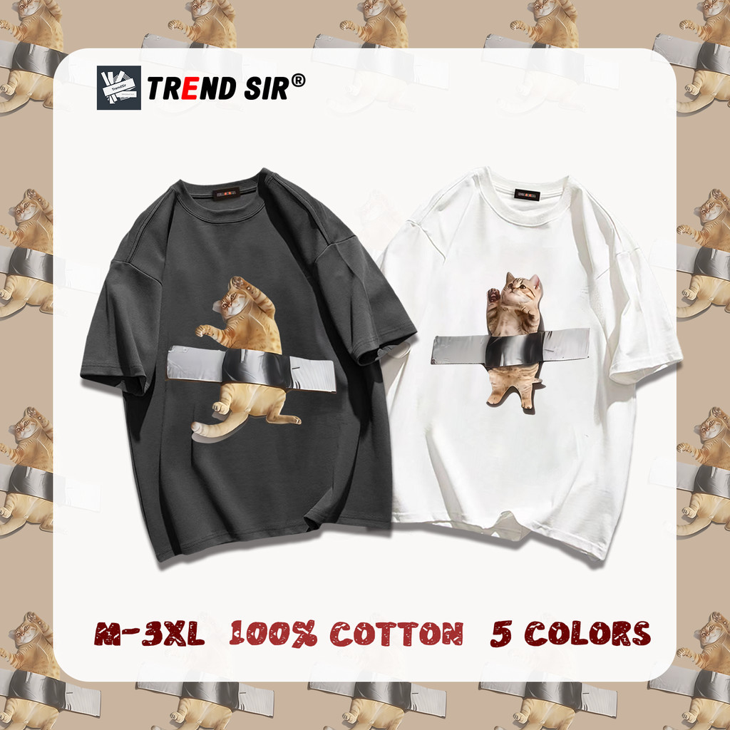 TrendSir มาใหม่ เสื้อยืดคู่ แมว 5สี M-3XL