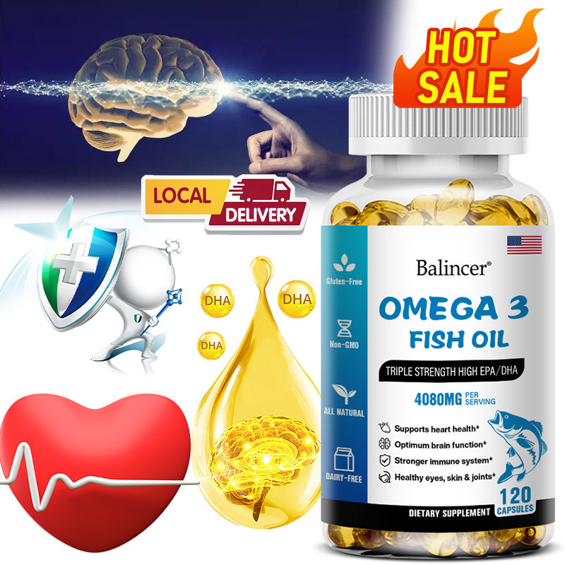 Balincer Omega 3 Fish Oil Supplement - มีกรดไขมันโอเมก้า 3 รวมทั้ง EPA DHA เพื่อสนับสนุนสมอง ระบบหัวใจและหลอดเลือด และระบบภูมิคุ้มกัน