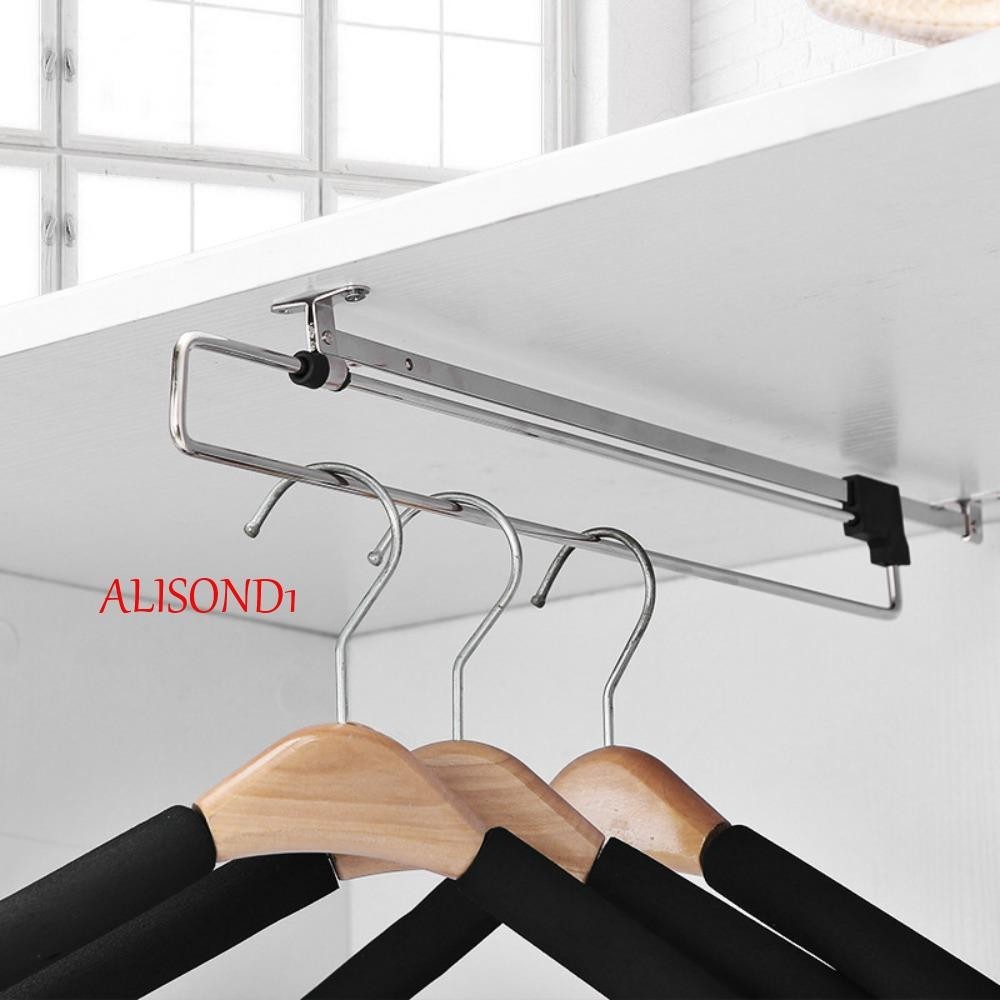 Alisond1 ราวตากผ้า แบบดึงออกได้ ราวเลื่อน แขวน ประหยัดพื้นที่ ราวตากผ้า ยืดไสลด์ได้