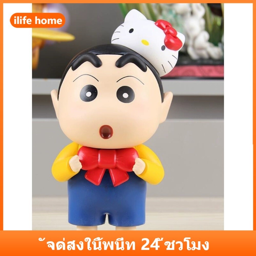 จัดส่งจากประเทศไทย โมเดลฟิกเกอร์ คอสเพลย์ การ์ตูนชินจัง คิตตี้ ของเล่น ของสะสม สําหรับตกแต่งบ้าน เค้ก