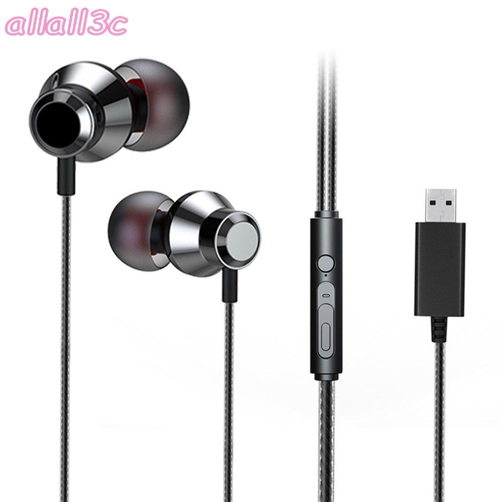 USB Earphones With Microphone Noise Cancelling Headset For Laptop PC Earplug