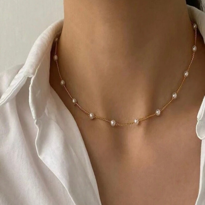 พร้อมส่ง สร้อยคอมุกมินิมอลสไตล์เรียบง่าย NL303