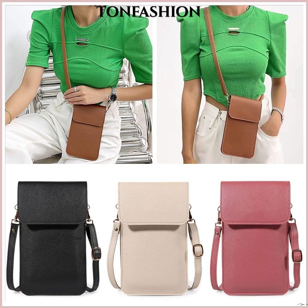 Tonfashion กระเป๋าสตางค์ สะพายไหล่ หนัง PU ใส่โทรศัพท์มือถือได้ สําหรับผู้หญิง
