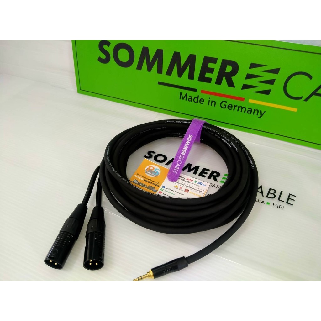 สายเปิดเพลงคุณภาพสูง Sommer SC-PRIMUS 200-0151 TRS3.5mm+XLRผู้x2 แจ็ค Rean By Neutrik ยาว 1.5 เมตร