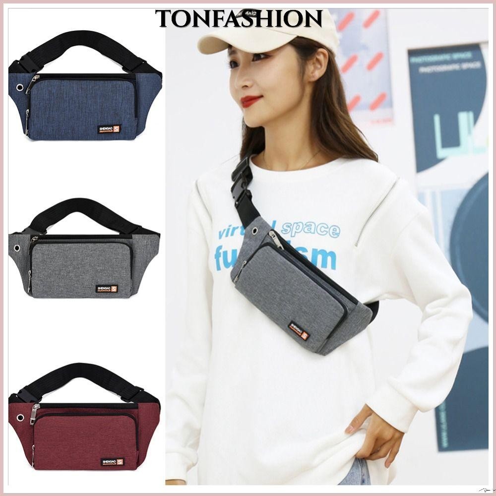 Tonfashion กระเป๋าคาดเอว, กระเป๋าสะพายข้าง ความจุขนาดใหญ่, กระเป๋าคาดเอว เข็มขัดแฟชั่น ลําลอง ผู้หญิง ผู้ชาย