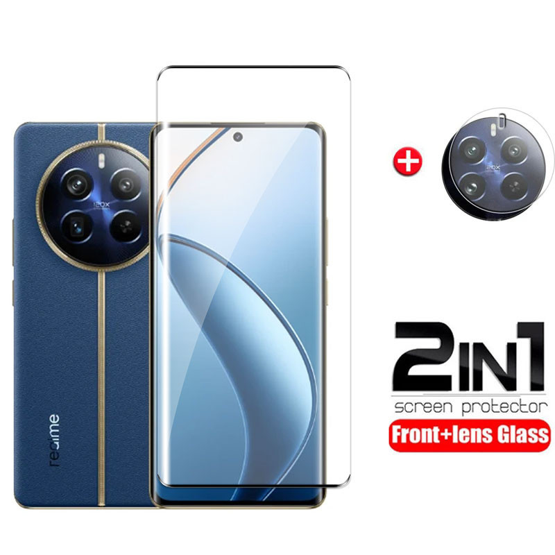2in1 กระจกนิรภัยสําหรับ realme 12 13 11 pro plus realme12 12X 12pro + 5G 2024 คลุมทั้งหมดโค้งใสป้องกันหน้าจอเลนส์ป้องกันฟิล์ม