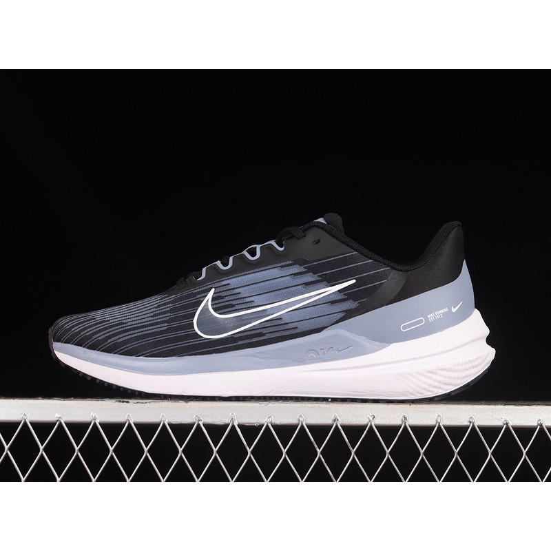 Nike Zoom Winflo 9 รองเท้ากีฬาลำลองสีขาวสีดำสีเทาสำหรับผู้ชาย 100%  กีฬา