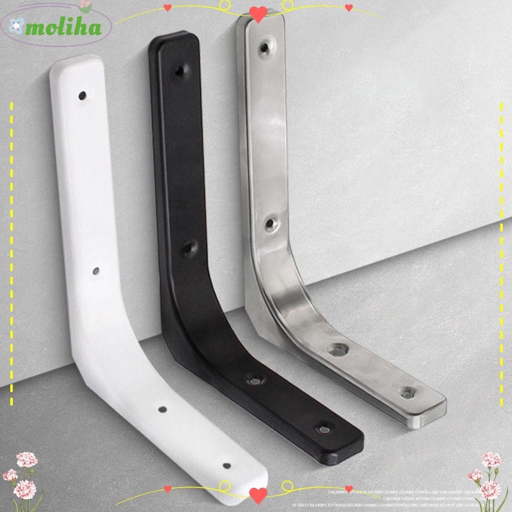 Moliha ขายึดมุมสามเหลี่ยม เหล็ก สีดํา / สีขาว ชั้นวางของ รองรับตัวยึด ปรับได้ ติดผนัง