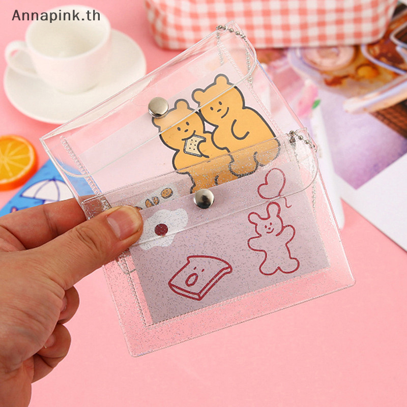 Annapink.th 1 ชิ้นกระเป๋าใส่เหรียญ PVC โปร่งใสสําหรับเด็กผู้หญิงน่ารักกระเป๋าสตางค์ใบเล็ก ID Card Holder EN