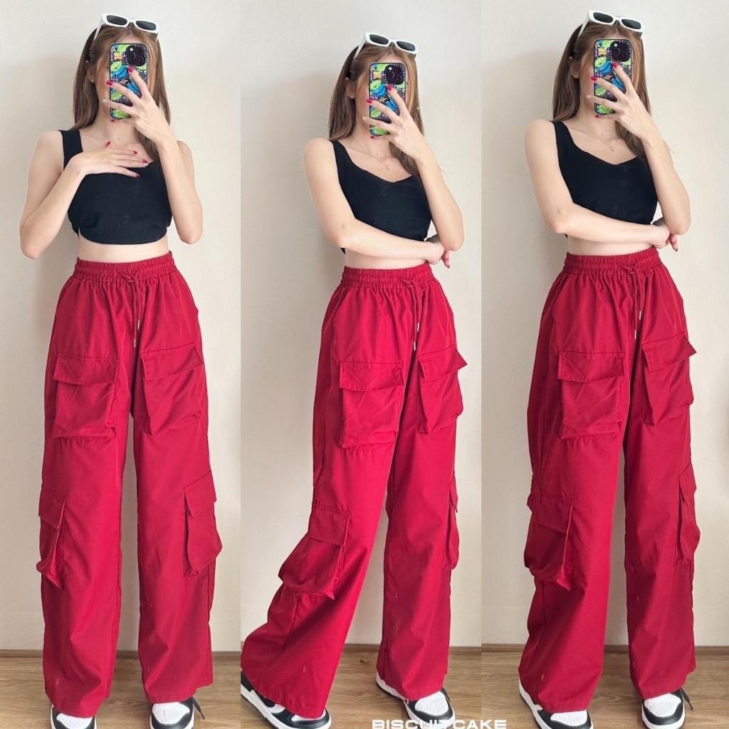 BKL พร้อมส่งในไทย 7186 กางเกงคาร์โก้ ผ้าคอตตอนผสม กางเกงขายาว