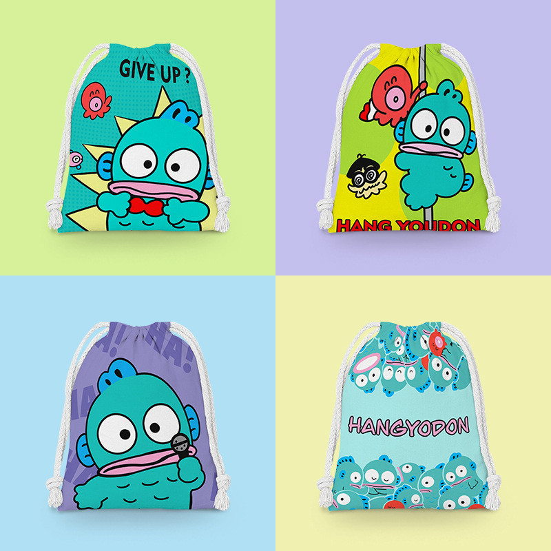 Hangyodon drawstring ถุงเก็บฝุ่นกระเป๋าถือพับกระเป๋าผ้าขนาดเล็กถุงเก็บเบ็ดเตล็ดกระเป๋าแต่งหน้าแบบพกพา