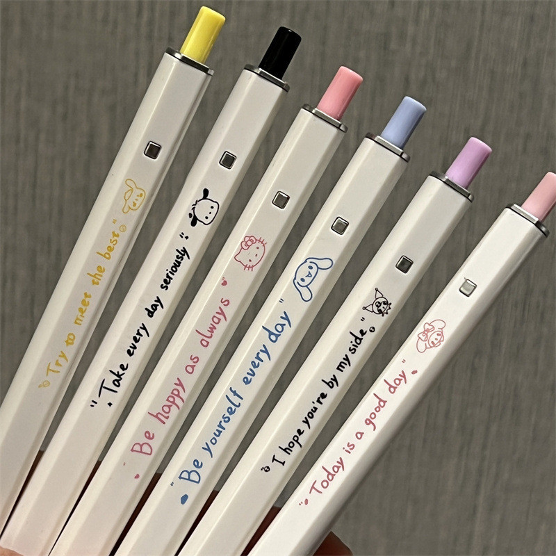 Sanrio ปากกาสี่เหลี่ยม สไตล์ Instagram น่ารัก เครื่องเขียน ปากกาหัว ST สีดํา แห้งเร็ว นักเรียน