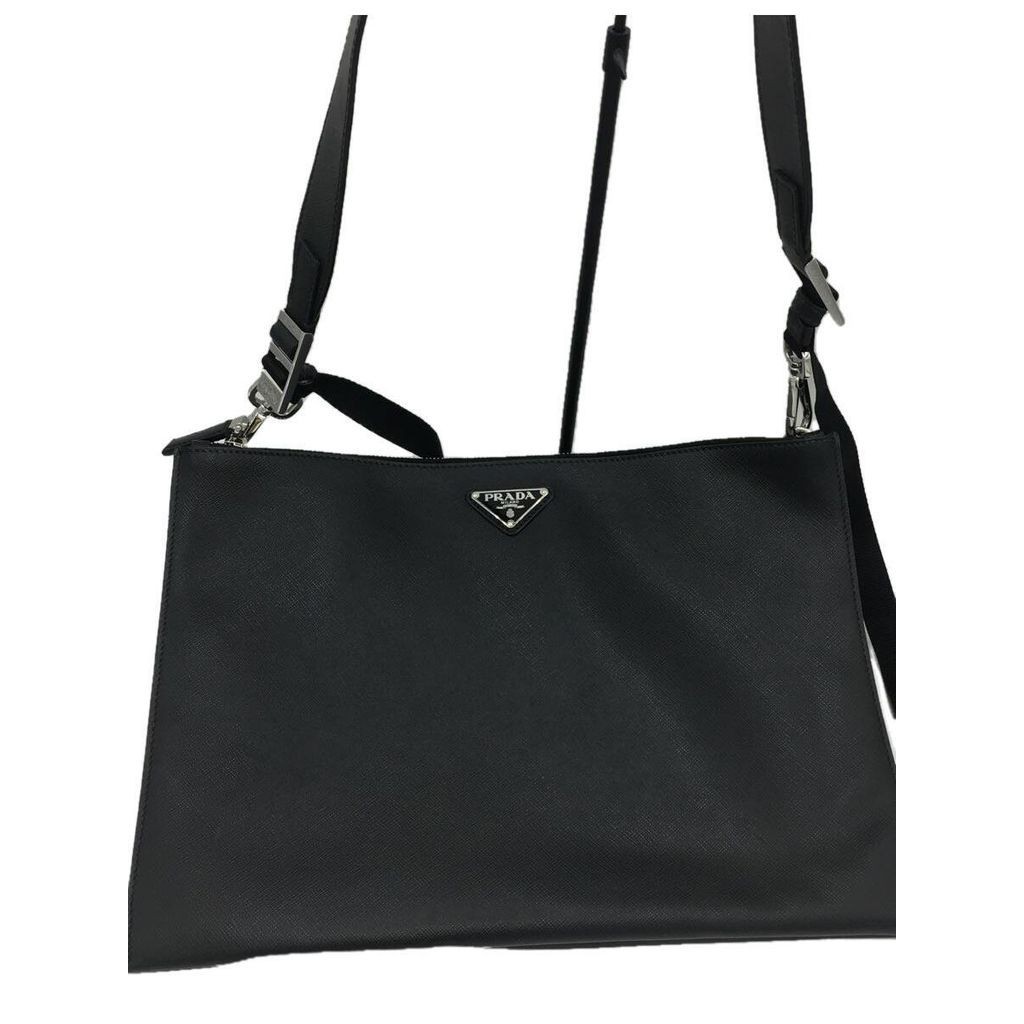 PRADA Shoulder Bag Saffiano Leather 2Way Black Direct from Japan Secondhand