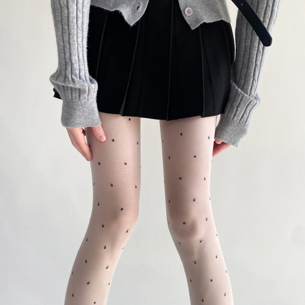 2024 ฤดูใบไม้ผลิฤดูร้อนผลิตภัณฑ์ใหม่ Core Spunk ผ้าไหม Polka Dot Jacquard ถุงน่องผู้หญิง Pure Desire Love Ultra-Thin Slimmer ดู Y2K เลกกิ้ง Pantyhose