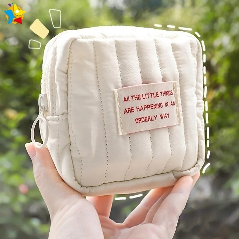 กระเป๋าเครื่องสําอาง กระเป๋าใส่เหรียญ ลิปสติก ผ้าอนามัย ขนาดเล็ก มีซิป สําหรับผู้หญิง