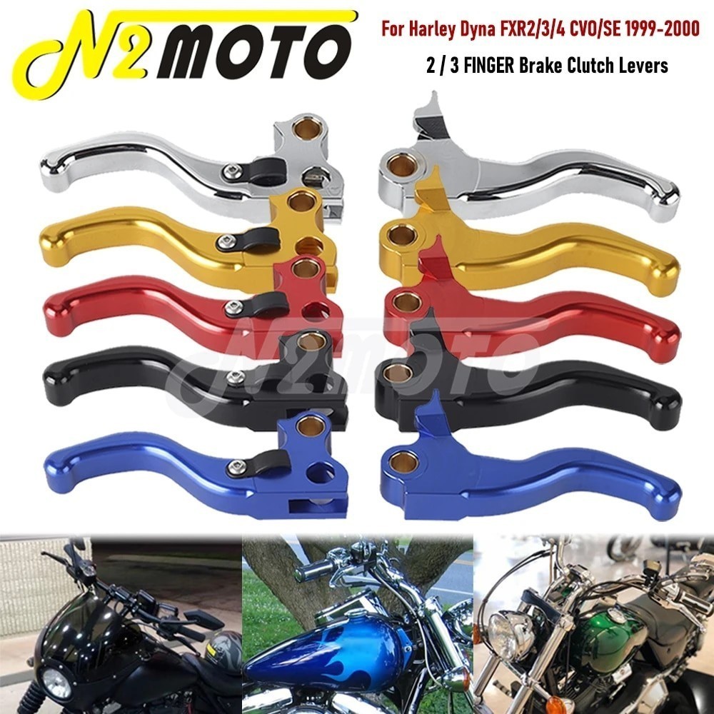 N2 CNC Aluminum Motorcycle Brake Clutch Levers Hand Control 2-3 Finger Short Lever For Harley Dyna F