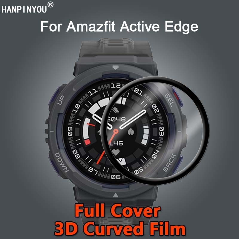 ฟิล์มกระจกนิรภัยกันรอยหน้าจอ 3D นิ่ม แบบโค้ง สําหรับ Amazfit Active Edge SmartWatch HD PET PMMA