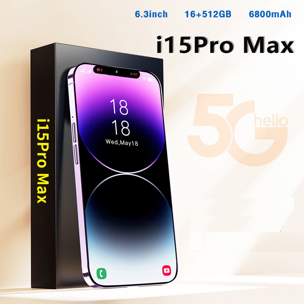 โทรศัพท์มือถือ i15 pro max 5g smartphone โทรศัพท์มือ1 หน้าจอ6.3-inch โทรศัพท์มือถือ（RAM16GB+ROM512GB）Mobile phone