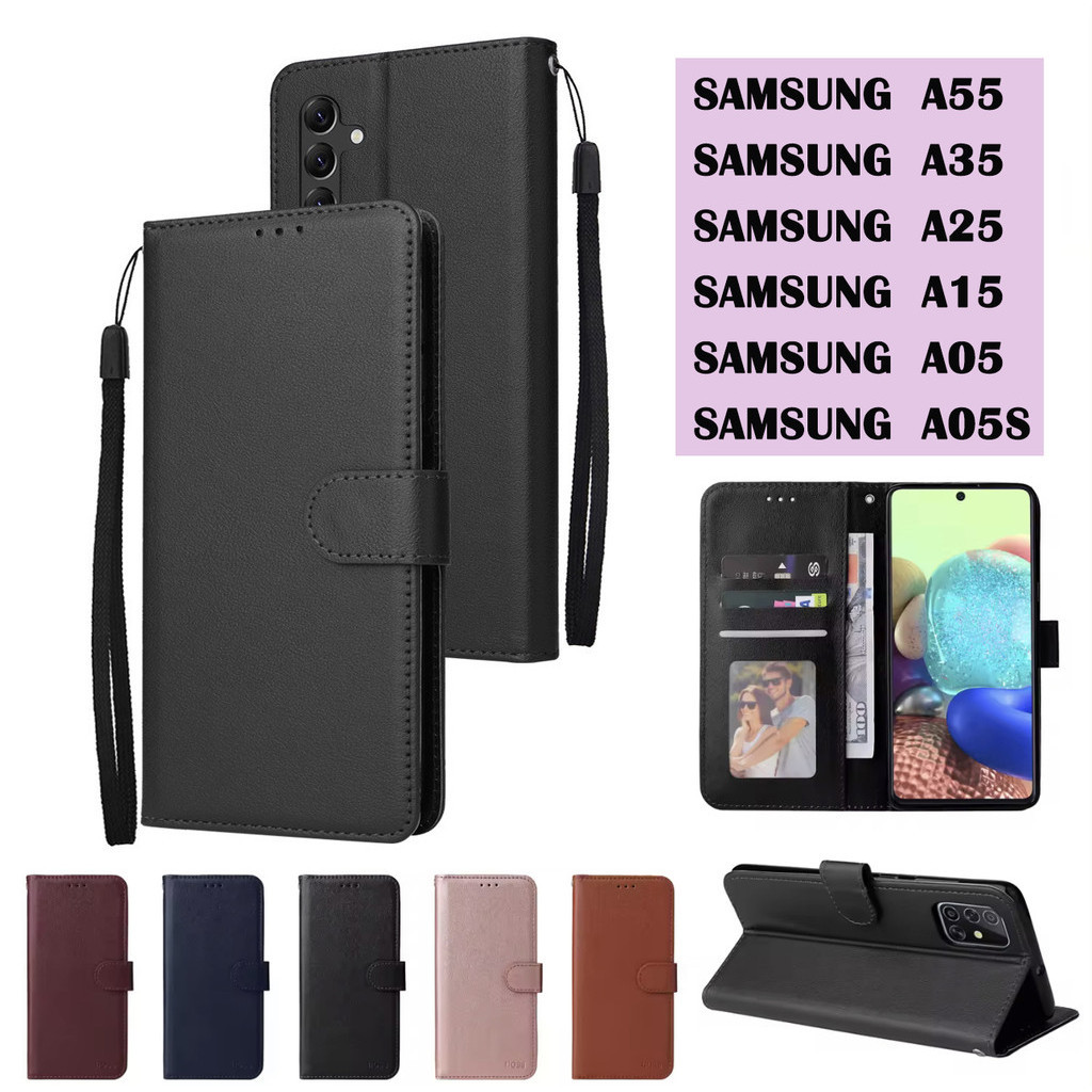 SAMSUNG A55 5G เคสฝาพับ ตั้งได้ ล็อคได้ สำหรับ ซัมซุง A07 5G A35 A25 A15 A05S รุ่นใหม่ เคสกันกระแทก แม่เหล็ก ใส่บัตรได้