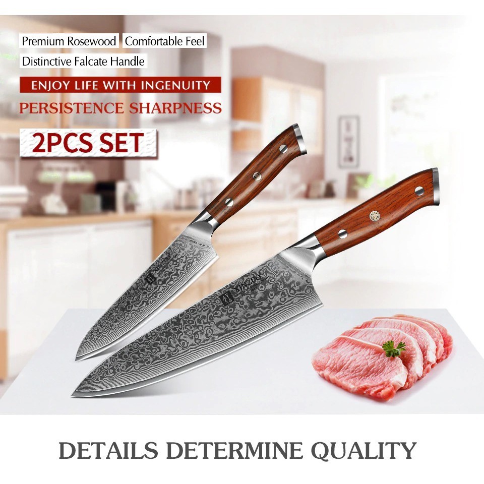 มีดสับเนื้อ มีดเชฟ มีดเชฟญี่ปุ่น มีดทำครัว มีดแล่ Xinzuo ใบ 8.5" Japanese chef knife, VG10 Damascus 