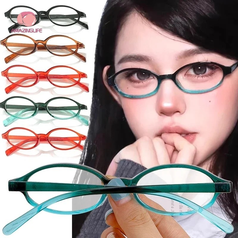 แว่นตาวินเทจ วงรี / ผู้หญิง เด็กผู้หญิง Y2K สีแดง สีเขียว กรอบแว่นตา / คอมพิวเตอร์ ป้องกันแสงสีฟ้า แว่นตาตกแต่ง กรอบแคบ