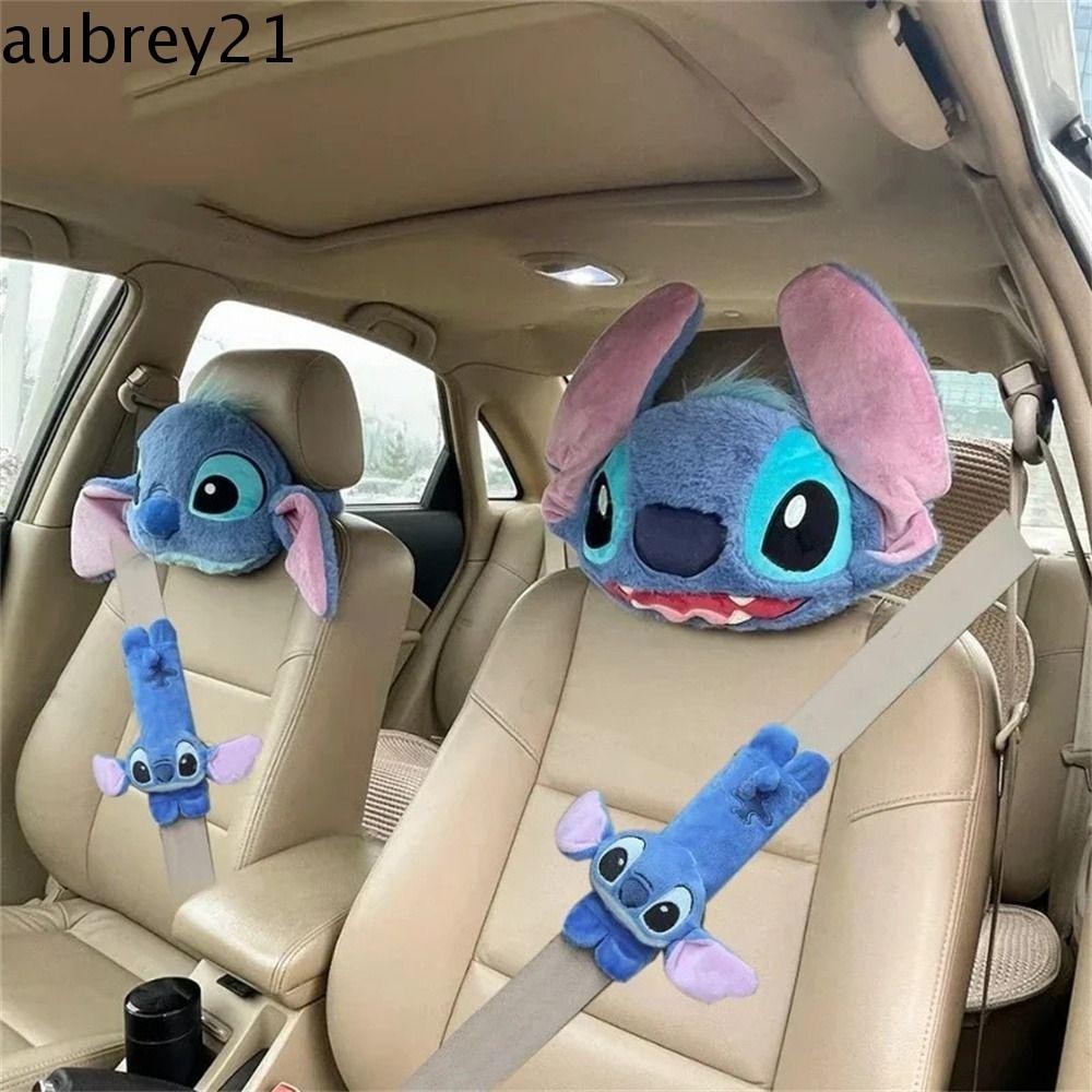Aubrey1 หมอนรองคอ รูปการ์ตูน Stitch เพื่อความปลอดภัย สําหรับรถยนต์
