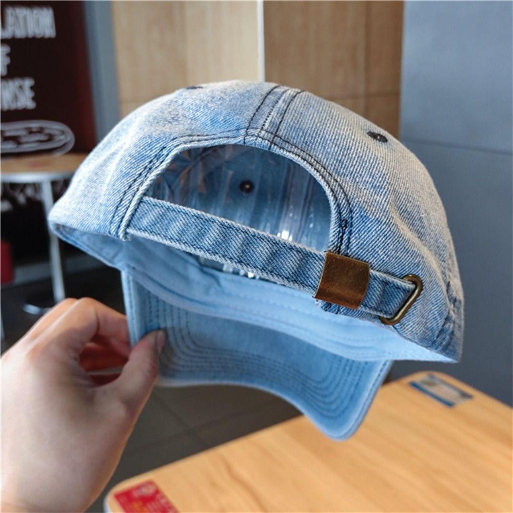 Yunhi หมวกเบสบอล หมวกแก๊ป ผ้ายีน สไตล์วินเทจ ปรับได้ แฟชั่น สําหรับผู้ชาย และผู้หญิง - รูปที่ 4