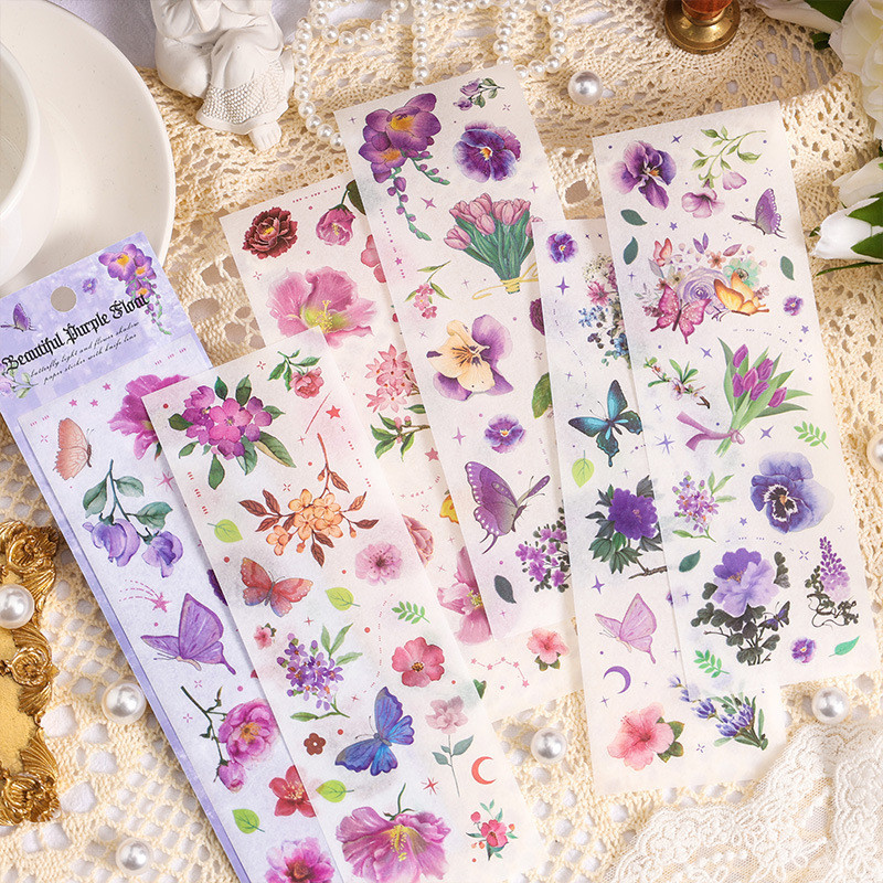Journamm สติกเกอร์ ลายผีเสื้อ ดอกไม้ สําหรับตกแต่งสมุดภาพ DIY 6 ชิ้น ต่อแพ็ก
