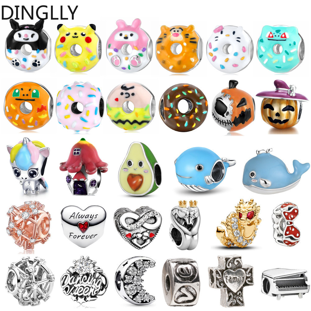 Dinglly ลูกปัดแมกการอง รูปโดนัท อาหาร และฟักทอง สําหรับทําเครื่องประดับ Diy