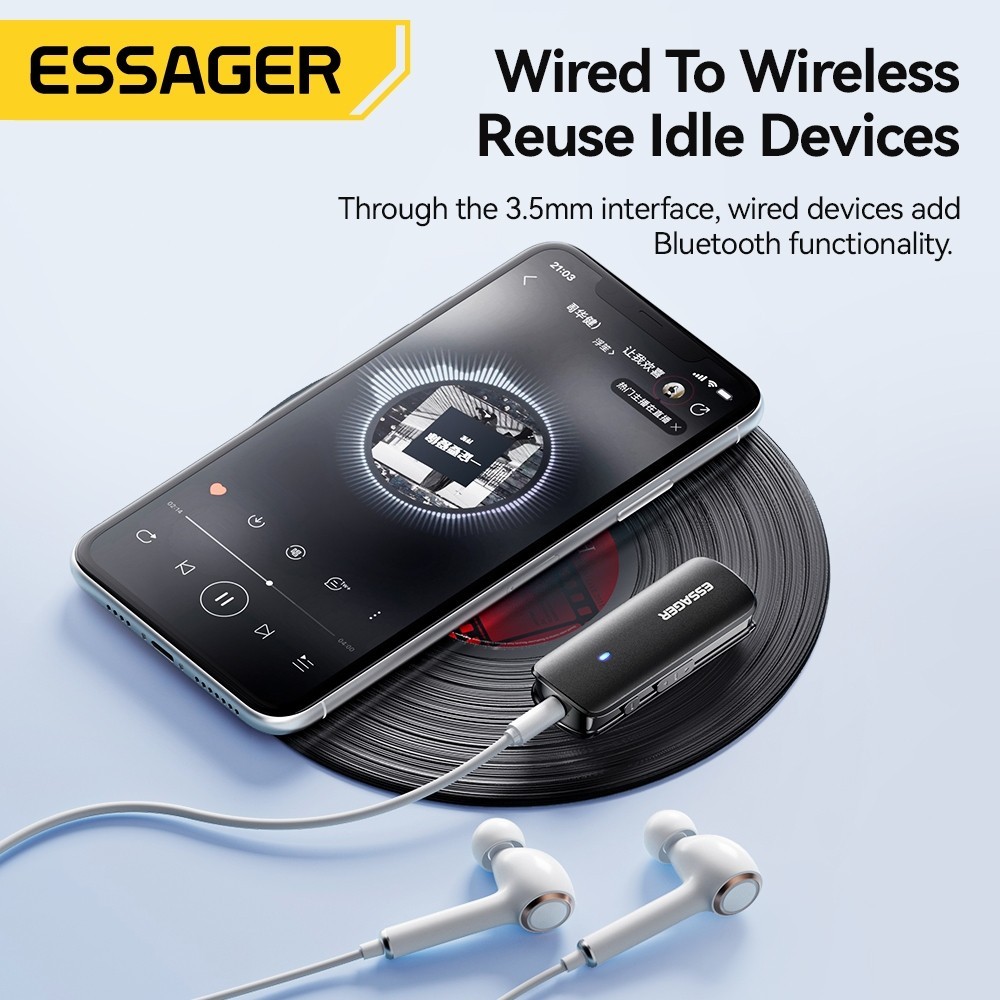 Essager ตัวแปลงบลูทูธ V5.3 Type-C 3.5Mm ช่องบัตร TF สายออดิโอตัวแปลงบลูทูธอเนกประสงค์สำหรับโทรศัพท์แล็ปท็อป