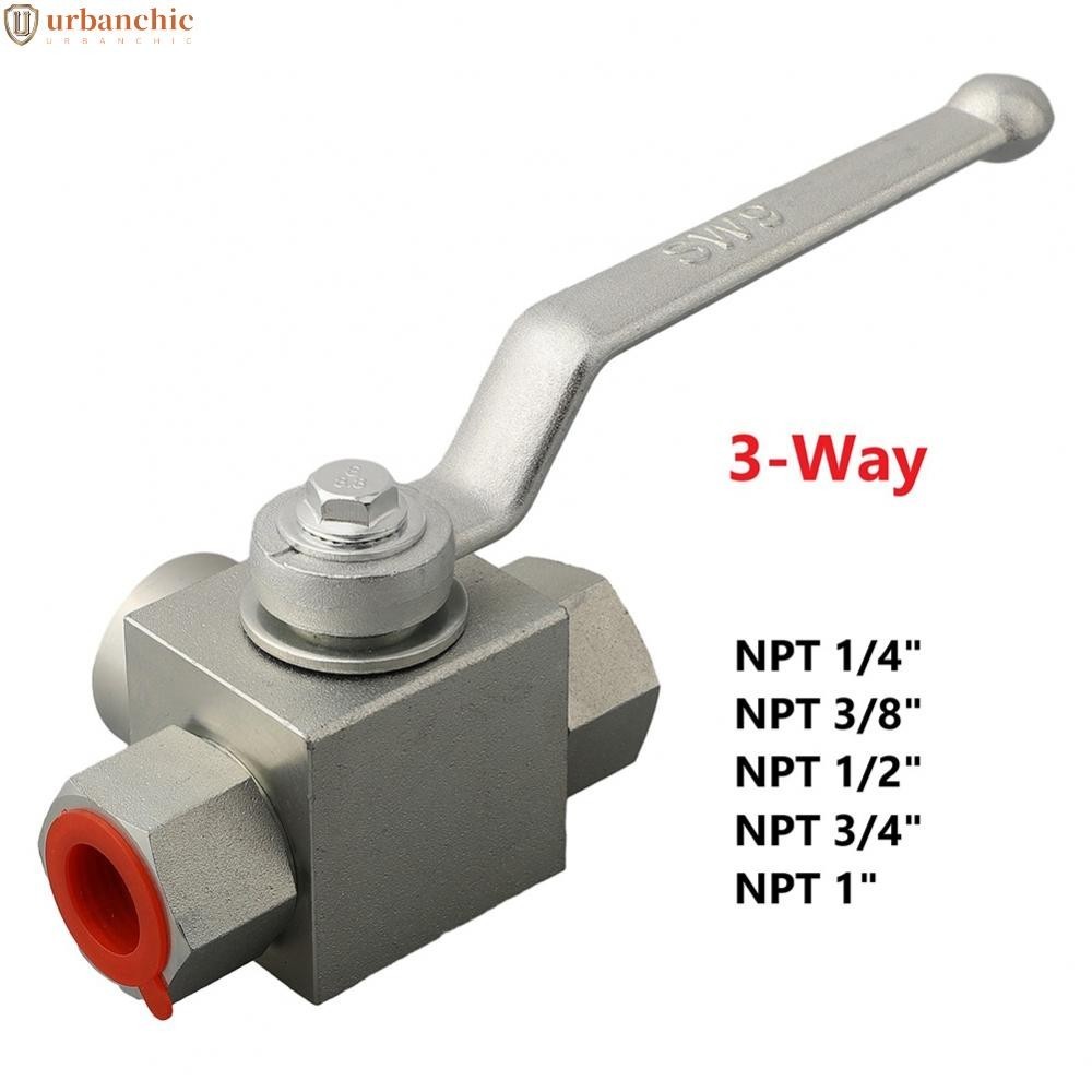 วาล์วไฮดรอลิค บอลเหล็กคาร์บอน แรงดันสูง 3 ทาง 7250 PSI พร้อมที่จับโลหะผสม