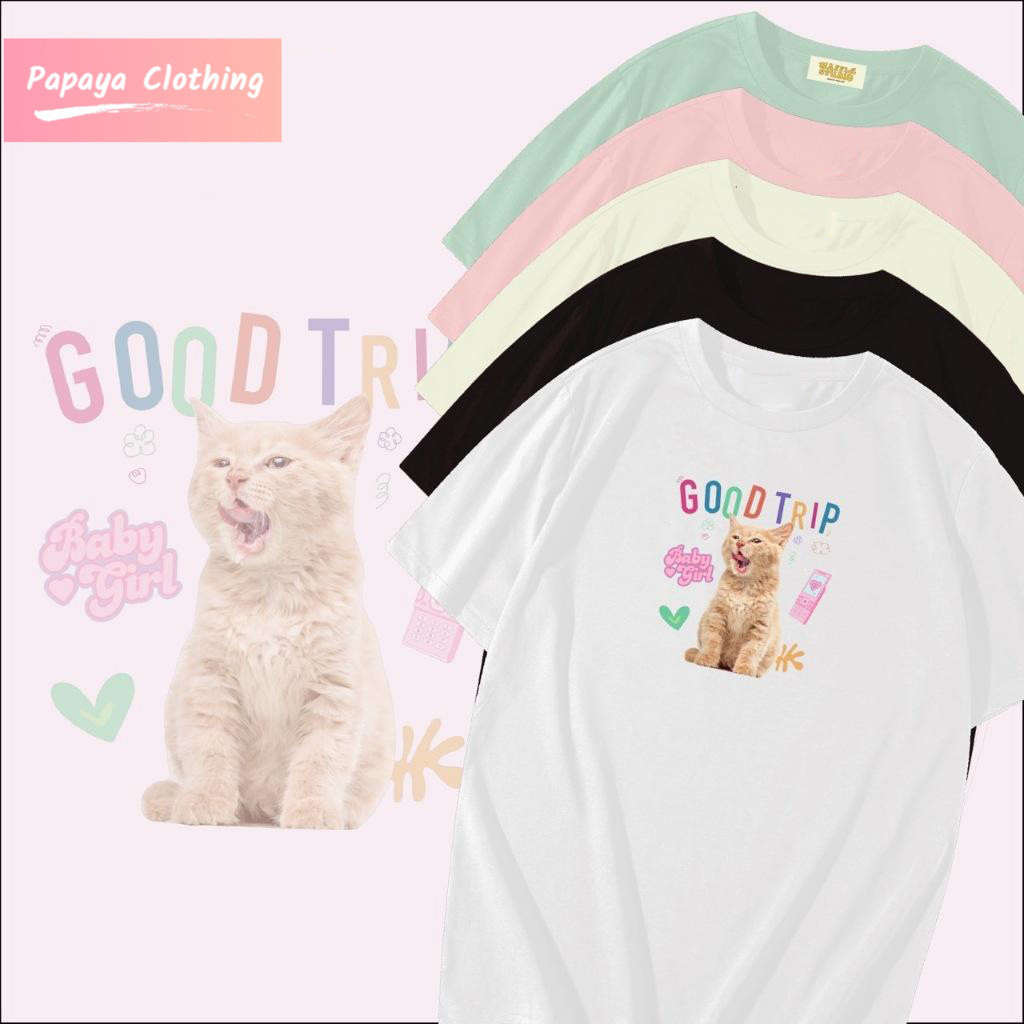 Papaya เสื้อยืดโอเวอร์ไซส์ เสื้อยืดเกาหลี ผ้าคอตตอน100% เสื้อยืดแขนสั้น  WS0011