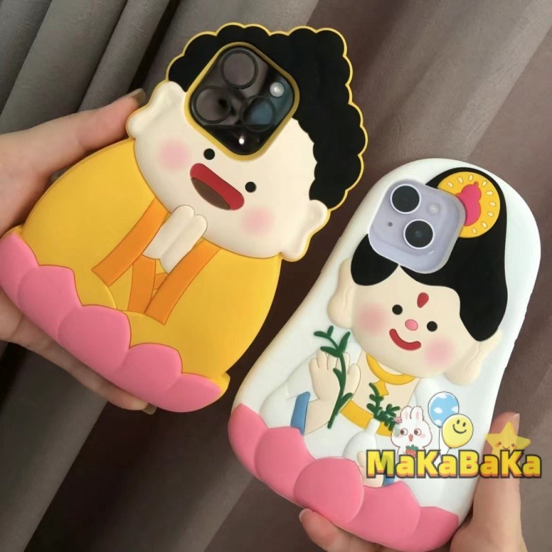 [พร้อมส่ง] ของแท้ ซิลิโคนคุณภาพสูงสะดวกสบาย เคสโทรศัพท์มือถือ ลายการ์ตูนเจ้าแม่กวนอิม สําหรับ iPhone 14 15promax *