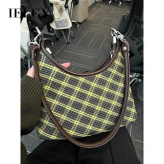 IELGY สุภาพสตรี Retro ลายสก๊อตรักแร้ Order กระเป๋าสะพาย Text…