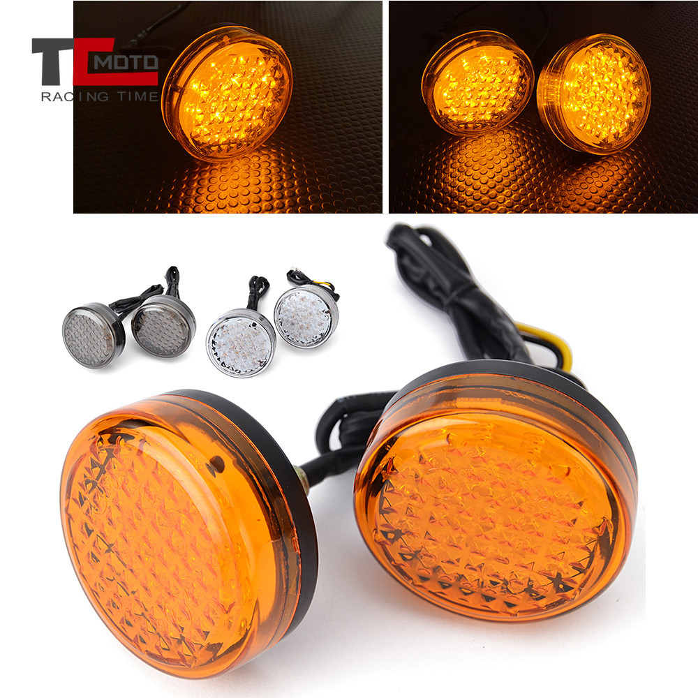 ไฟเลี้ยว LED สีเหลืองอําพัน สําหรับรถจักรยานยนต์ Bobber Chopper Cafe Racer Ducati