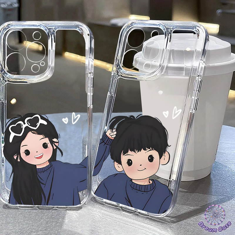 การ์ตูนน่ารักเด็กผู้ชายคู่รักโปร่งใสนุ่ม เคส VIVO Y18 Y03 Y17s Y12s Y20 Y20i Y36 Y21 Y22 Y16 Y93 Y12i Y21s Y27 Y91 Y33s