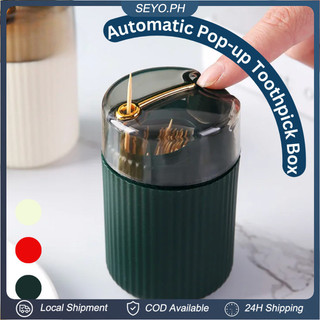 Automatic Toothpick Dispenser Clear Lid Tooth Pick Press Holder Organizer Container Home Office Restaurant Desktop Decor Kitchen Accessories