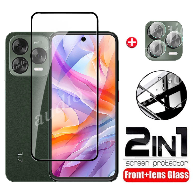 Nubia V80 Design 4G Nubia V70 Design 4G 2in1 กระจกนิรภัยฟิล์มสําหรับ ZTE Blade V70 Design BladeV70 4G ป้องกันหน้าจอนุ่ม HD เลนส์กล้องฟิล์มสําหรับ ZTE Nubia V70 4G ป้องกันหน้าจอฟิล์มโทรศัพท์