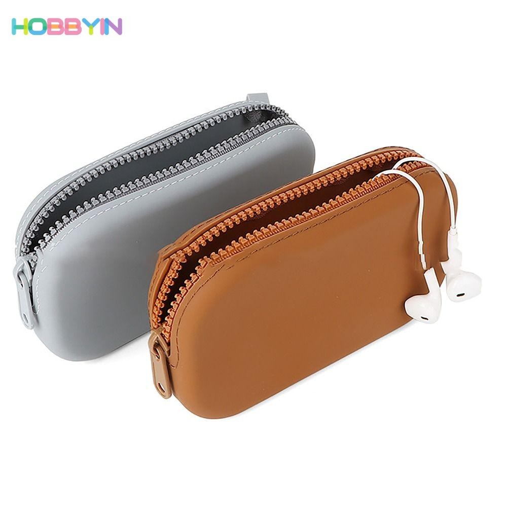 HOBBYIN กระเป ๋ าเครื ่ องสําอาง , ซิลิโคน Organizer กระเป ๋ าสตางค ์ กันน ้ ํากระเป ๋ าใส ่ เหรียญ , Mini Smooth Zipper กระเป ๋ าเดินทางนักเรียน