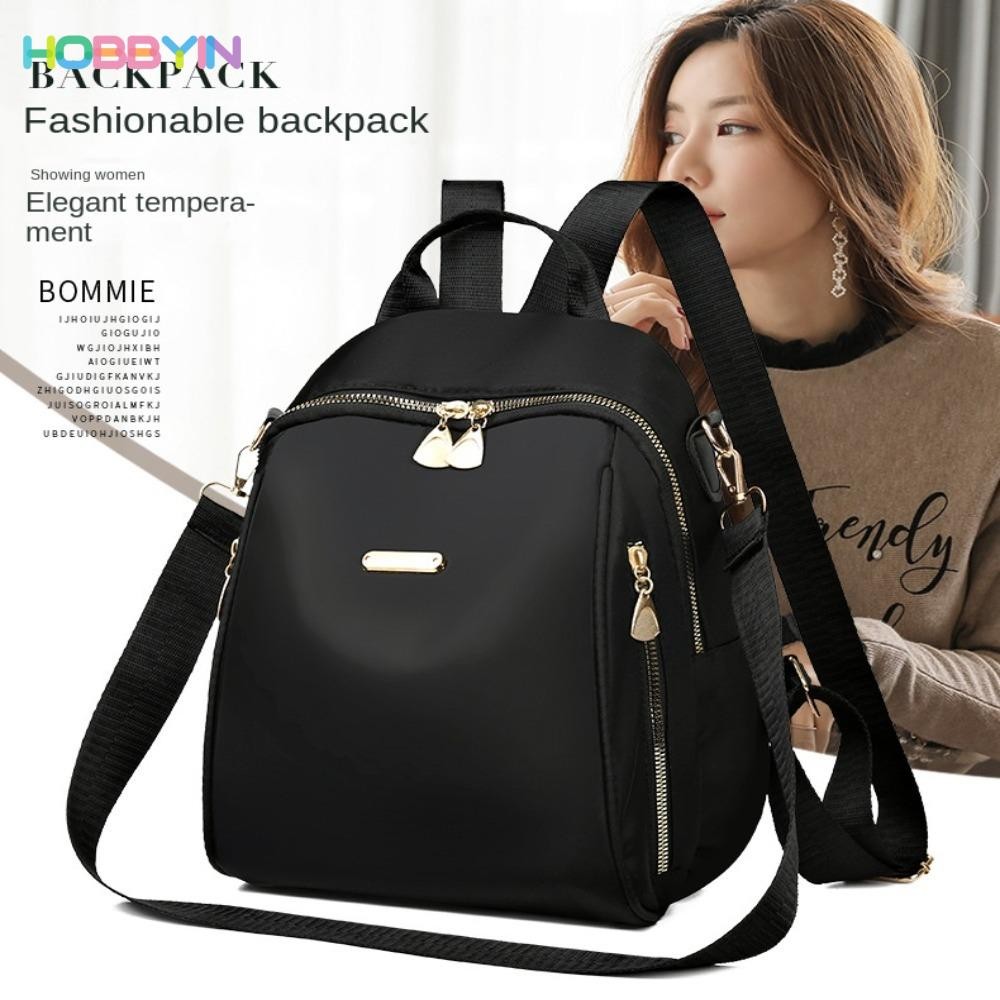 HOBBYIN กระเป๋าเป้สะพายหลัง กระเป๋านักเรียนลําลอง น้ําหนักเบา จุของได้เยอะ สีดํา สําหรับนักเรียน