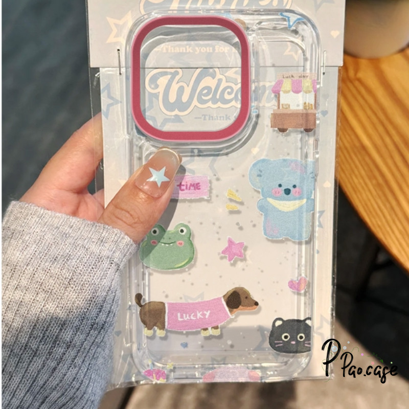 เคส IPhone 12 15 11 13 14 Pro Max X XS Max XR 6 6s 7 8 Plus SE 2020 เคสลายการ์ตูนสัตว์น่ารักสีรุ้งเชอร์รี่