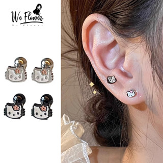 เราดอกไม้เกาหลี ส925 เงินน่ารัก เคที แมวสกรูต่างหูสําหรับผู้…