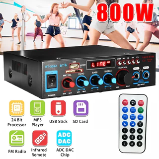 ส่งจากกรุงเทพ เครื่องขยายเสียง 800W/2000W แอมป์ขยายเสียง เครื่องขยายเสียงบ้าน สเตอริโอHIFIไร้สายบลูทู ธ วิทยุFMamplifer