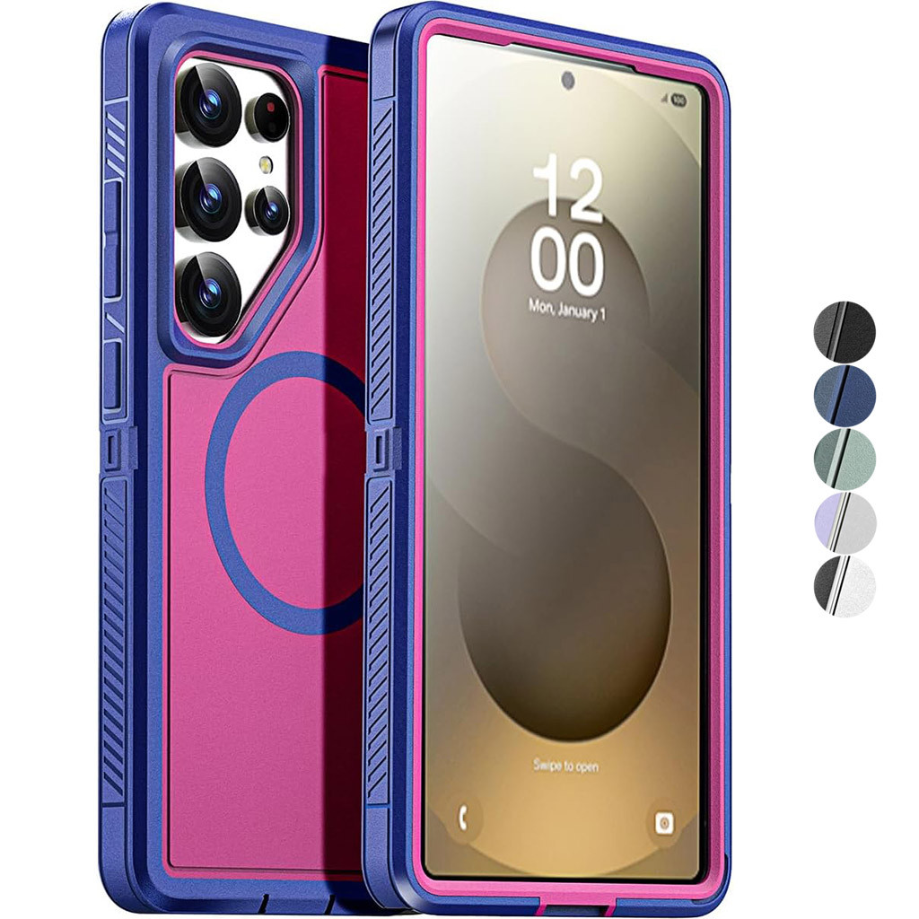 ป้องกันแม่เหล็กสําหรับ Samsung Galaxy S25 S24 Plus S23 FE S22 Ultra Heavy Duty Drop Protection Full Body ทนทานกันกระแทก/ฝุ่นทหารป้องกัน Tough ทนทาน