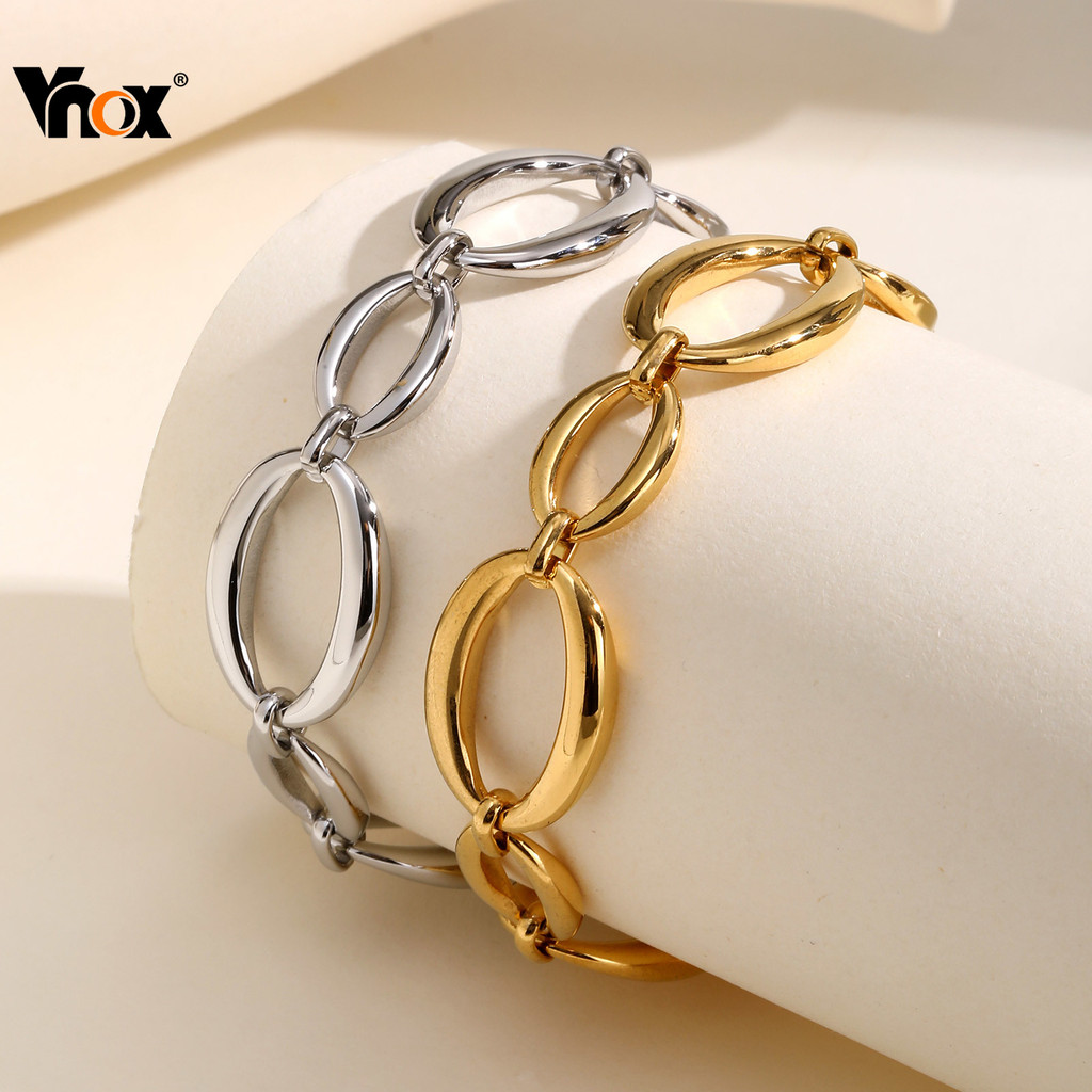 VNOX วีน็อกซ์ สร้อยข้อมือโซ่แฮนด์เมดเหล็กไทเทเนียมสําหรับผู้หญิงสาว,จางอร่อยเรียบง่ายก้อนสร้อยข้อมือเครื่องประดับ