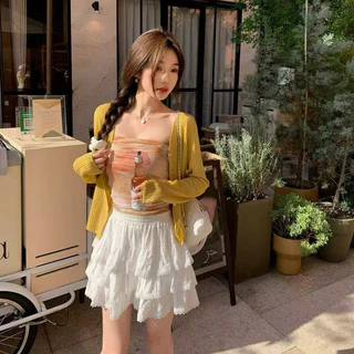 🌺GGals​🌺​เสื้อเกาะอก มีฟองน้ำ พิมพ์ลาย เสื้อครอปแขนกุด สไตล์เกาหลี สวยๆ เซ็กซี่ ใส่สบาย ส่งไวจากไทย