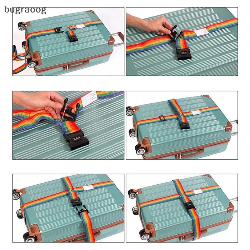Bug 2 เมตร Rainbow รหัสผ่านล็อคกระเป๋าเดินทางกระเป๋า 3 หลักรหัสผ่านล็อคสายคล้องคอ Baggage เข็มขัด raoog